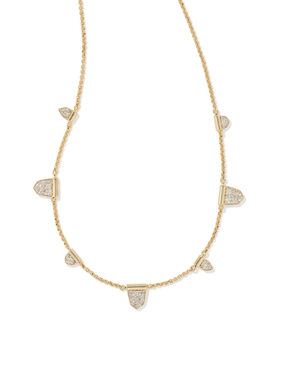 KENDRA SCOTT Adeline Strand Necklace in Gold Crystal Pave Scallop